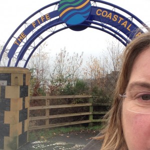 selfie at the start of the Fife Coastal Path
